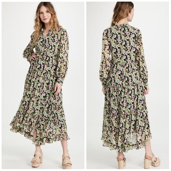 CINQ A SEPT Women's Tiered Flowy Lucille Dress in Prickly Pear Multi NWOT Size 4